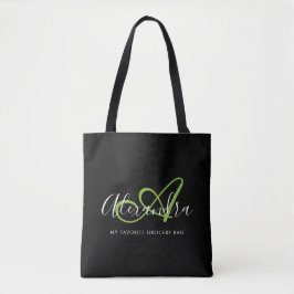 Girly Stylish Green Elegant Script Name Monogram Tasche