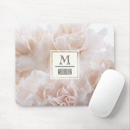Girly stylish monogram pink pastel floral photo mousepad