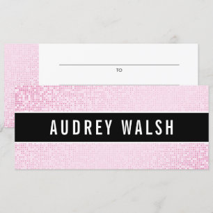 Girly Stylish Pink Sequin Black Gift Certificate Einladung