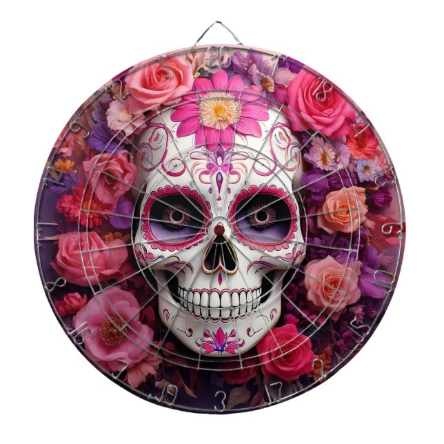 Girly Sugar Skull Dartboard Dartscheibe (vorne)