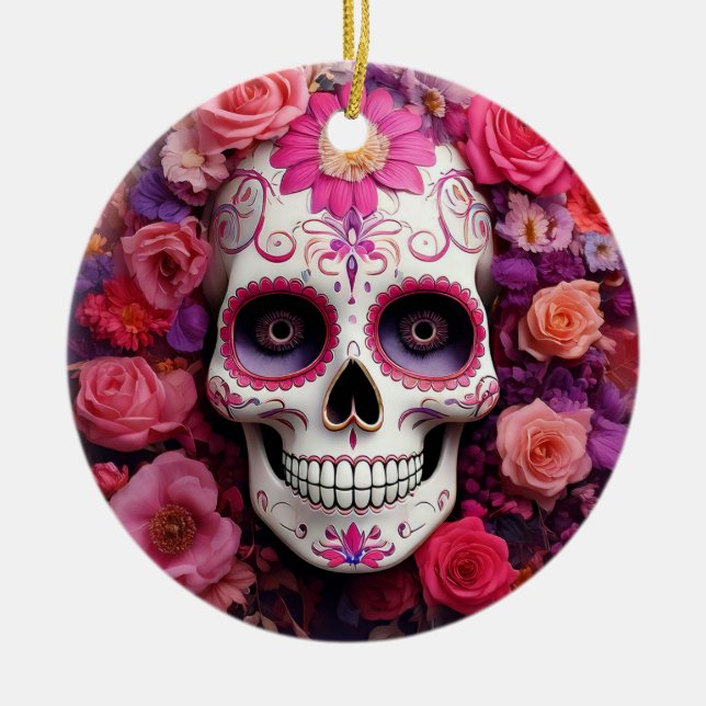 Girly Sugar Skull Ornament (Vorne)