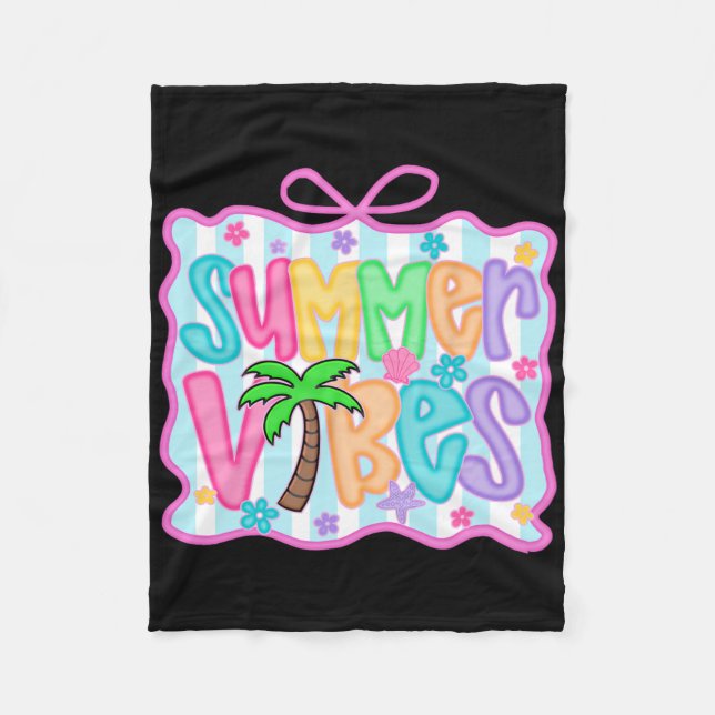 Girly Summer Vibes Coquette Bow Beach Vacation Fam Fleecedecke (Vorderseite)