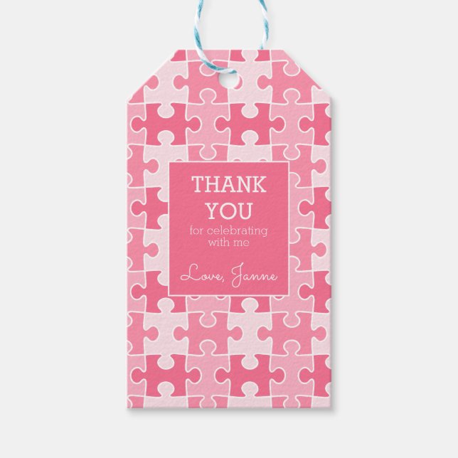 Girly Sweet Pink Piece it Together Puzzle Geschenkanhänger (Vorderseite)