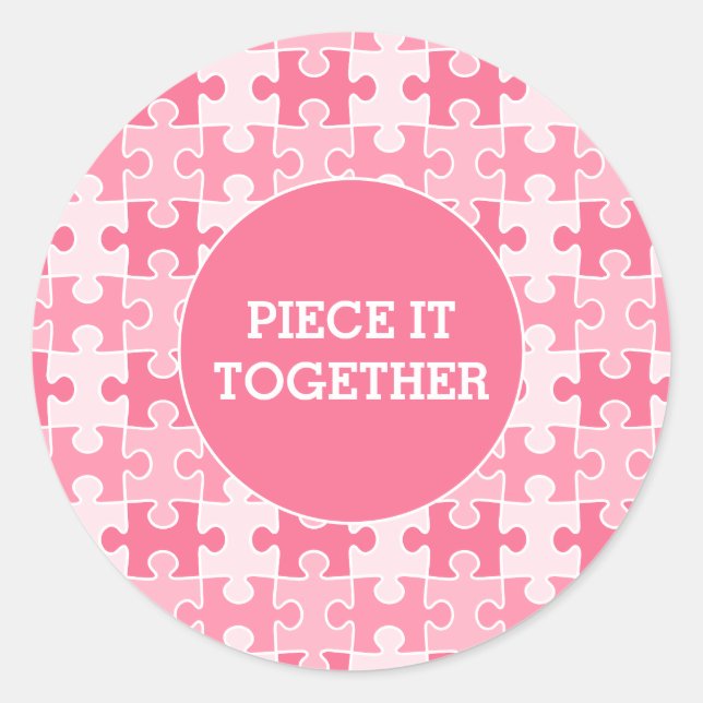 Girly Sweet Pink Piece it Together Puzzle Runder Aufkleber (Vorderseite)