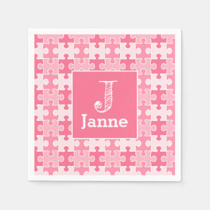 Girly Sweet Pink Puzzle Stücke Geburtstag Serviette