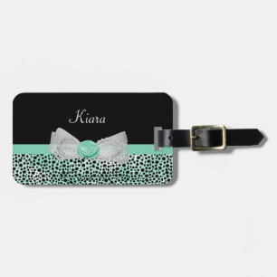Girly tadelloser grüner Cheetah-Druck-niedlicher Gepäckanhänger