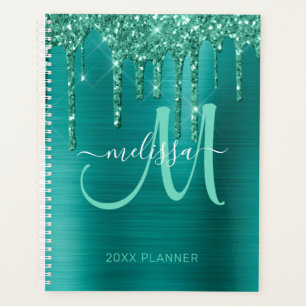 Girly Teal Glitter Brushed Metal 2022 Planer