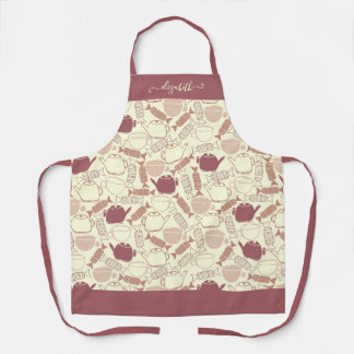 Girly Teapot Tee Cup Candy Muster Name Schürze