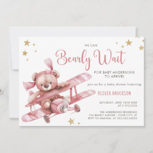Girly Teddy Bear wir können frühes Abwarten Baby D Einladung