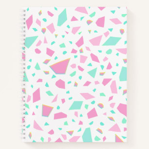 Girly Terrazzo Muster Rosa und Grün Notizbuch