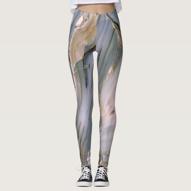 Girly Trendy farbenfrohe Marmortextur Leggings (Vorderseite)