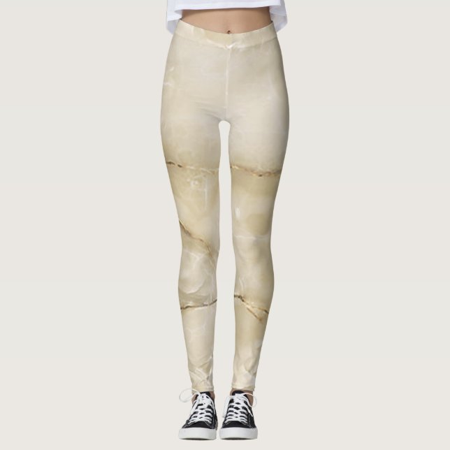 Girly Trendy Gold Marmortextur Leggings (Vorderseite)
