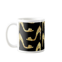 girly, trendy, Gold, Schwarzes, hoher Heels,