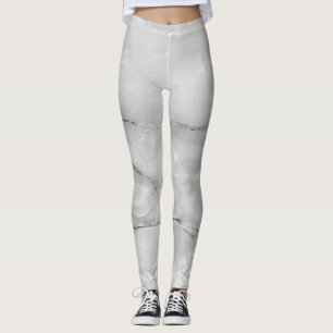 Girly Trendy Gray Marble Texture Leggings