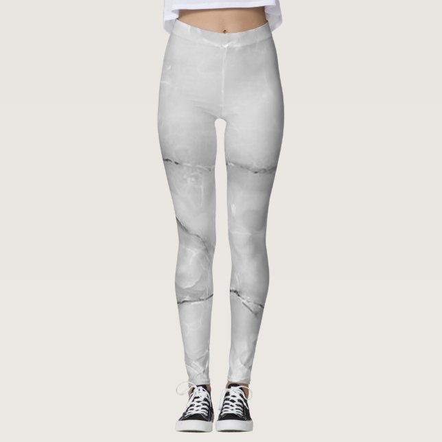 Girly Trendy Gray Marble Texture Leggings (Vorderseite)