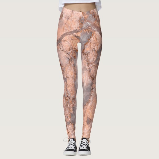 Girly Trendy Marble Stone Texture Leggings (Vorderseite)