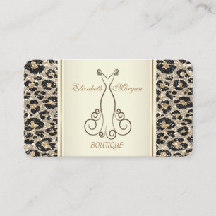 Girly Trendy Modern Glitzer Leopard Print, Dress Visitenkarte