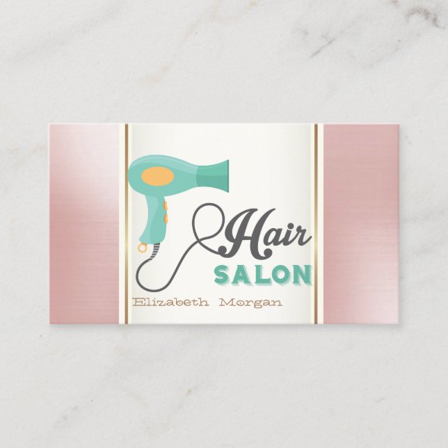 Girly Trendy Moderner Haartrockner, Friseur Visitenkarte (Vorderseite)