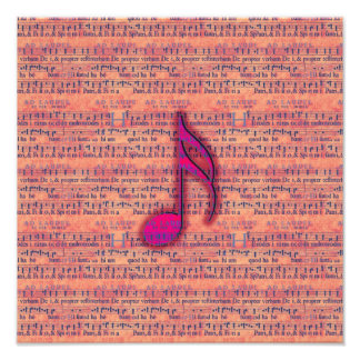 Girly Trendy Musical Note on Sheet Music Fotodruck