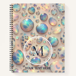 Girly Trendy Opal Leopard Print Monogram Notizbuch