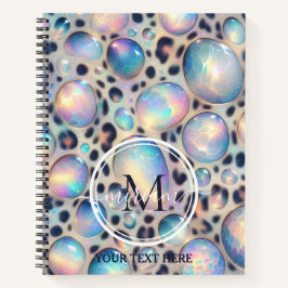Girly Trendy Opal Leopard Print Monogram Notizbuch
