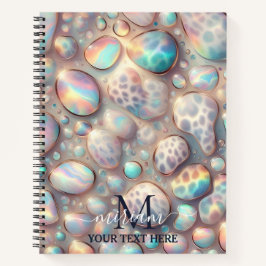 Girly Trendy Opal Leopard Print Monogram Softcover Notizbuch