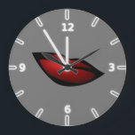 Girly Trendy Red Lips, Kiss Große Wanduhr<br><div class="desc">Dieses Bild zeigt rote Lippen auf grauem Hintergrund. . Jedes Mädchen würde Liebe haben,  dieses stilvolle Design zu haben.Wenn Ihre Kunst noch angepasst werden muss,  klicken Sie auf die Schaltfläche Diese anpassen. Das bringt Sie zu einem Designbereich,  wo Sie sich bewegen und sogar Schriftart wechseln können!</div>