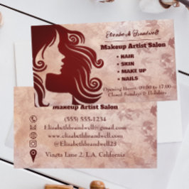 Girly Trendy Rose Fake Glitzer Makeup Visitenkarte