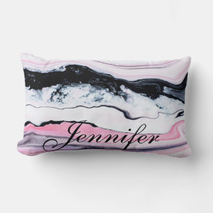 Girly TRENDY SCHWARZ-WEISS PINK MARBLE FÜGT IHREN Lendenkissen