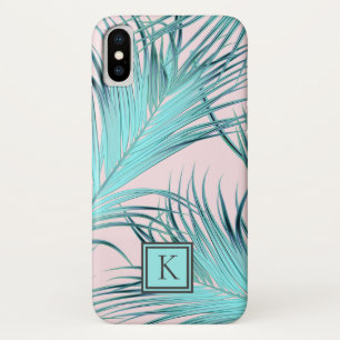 Girly Tropical Island Palm Fronds mit Monogram Case-Mate iPhone Hülle