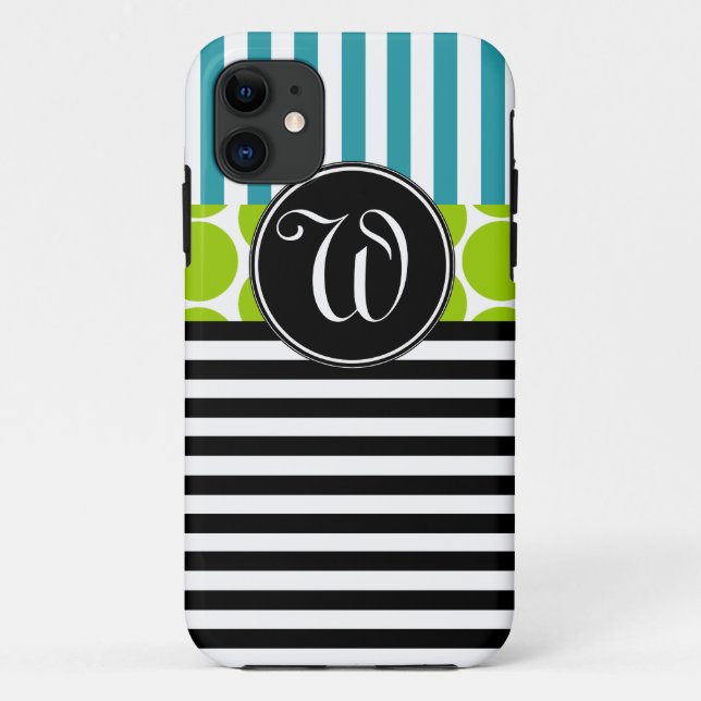 GIRLY TÜRKIS-GRÜN-SCHWARZES STRIPES iPHONE 5 Case-Mate iPhone Hülle (Rückseite)