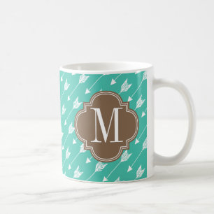 Girly Türkis u. braune Stammes- Pfeile Kaffeetasse