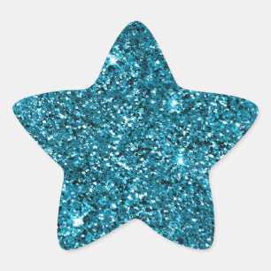 Girly Turquoise Glitzer Stern-Aufkleber