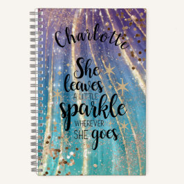 Girly Turquoise Gold Mermaid Glitzer Individuelle Notizbuch