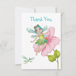 Girly Turquoise Green Pink Dragonfly Dankeskarte