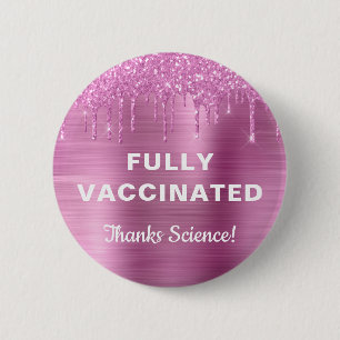Girly Vaccected Pink Glitzer Button