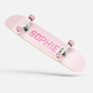 Girly Varsity Pink Skateboard Personalisierter Nam