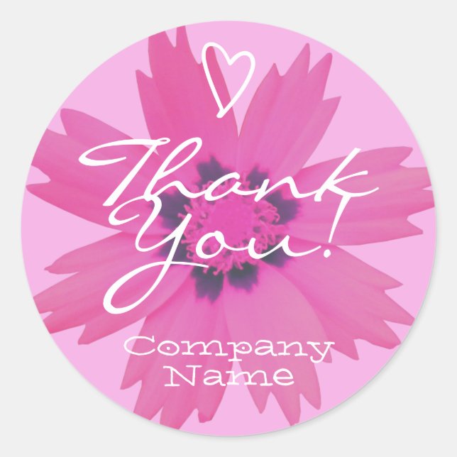 Girly Vibranly Pink Blume Blossom Danke Labels Runder Aufkleber (Vorderseite)