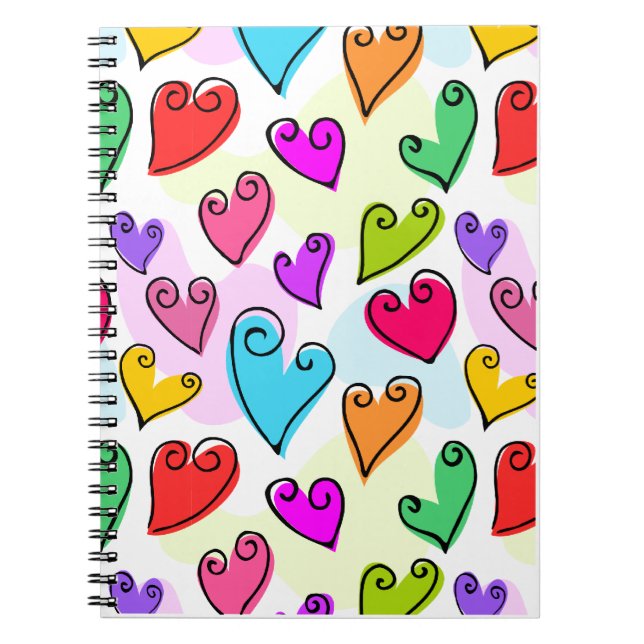 Girly Vibrants Herts Niedlich Romantischer Valenti Notizblock (Vorderseite)