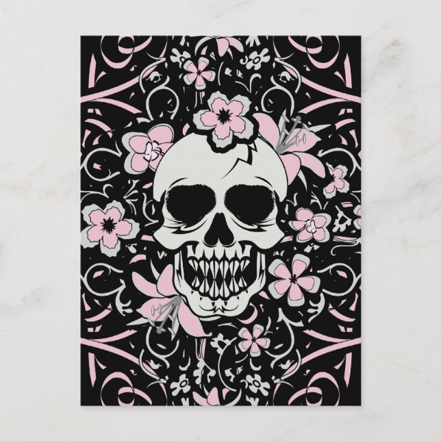 Girly Vintag Skull Postkarte (Vorderseite)