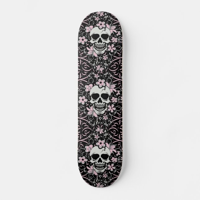 Girly Vintag Skull Skateboard (Vorderseite)