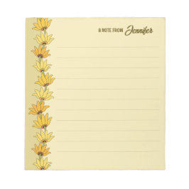 Girly Vintage handgezeichnet Sonnenblumengrenze CC Notizblock