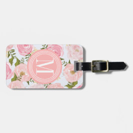 Girly Vintage rosa Rosen-mit Blumenpfingstrose Gepäckanhänger