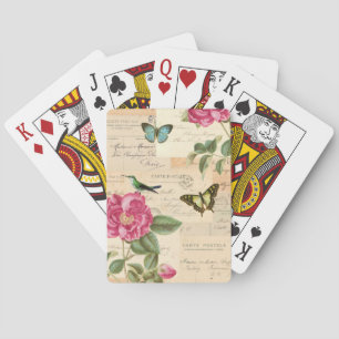 Girly Vintage Spielkarten mit Rose u.