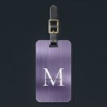 Girly Violet Brushed Metal Script Monogram Glam Gepäckanhänger<br><div class="desc">Girly Dusty Violet Light Lila Brushed Metal Script Monogram Niedlich Bag Tag</div>