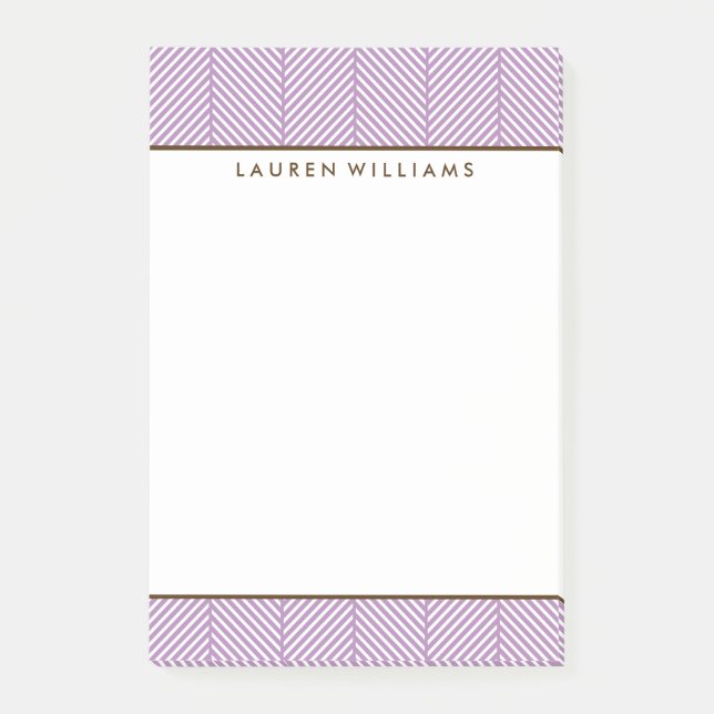 Girly Violet Herringbone-Muster Post-it Klebezettel (Vorderseite)
