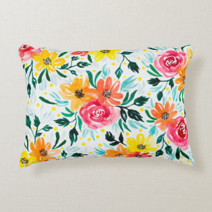 Girly Watercolor Blume Muster Zierkissen
