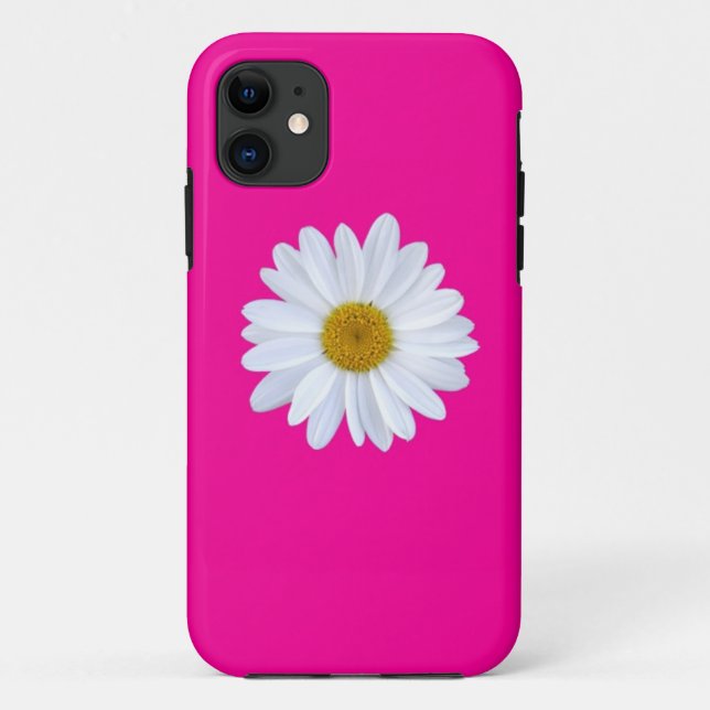 Girly weißes Gerber Gänseblümchen auf Pink iPhone Case-Mate iPhone Hülle (Rückseite)