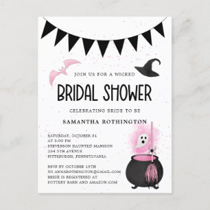 Girly Wicked Halloween Einladung zum Brausee-Braut Postkarte