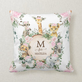 Girly Wild Safari Jungle Tiere Rosa Blume Kissen